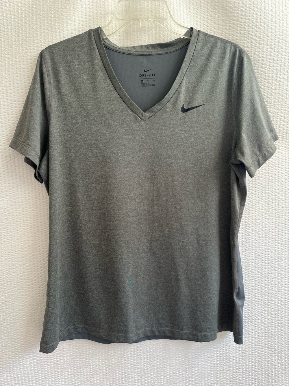 Nike Dri-FIT V-Neck Athletic Running Workout Training Tee Gray Women’s XL